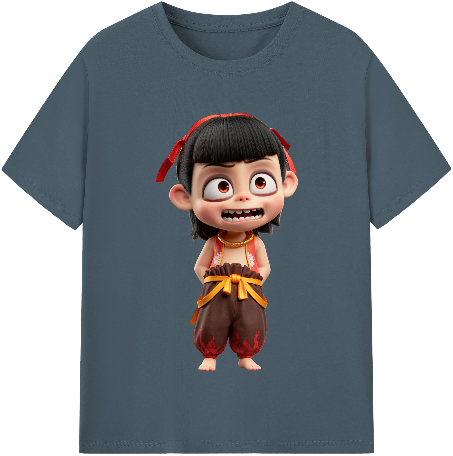 （画像用） Ne Zha 2 ナタ 魔童の大暴れ 綿100％半袖Tシャツ（フロントプリント）